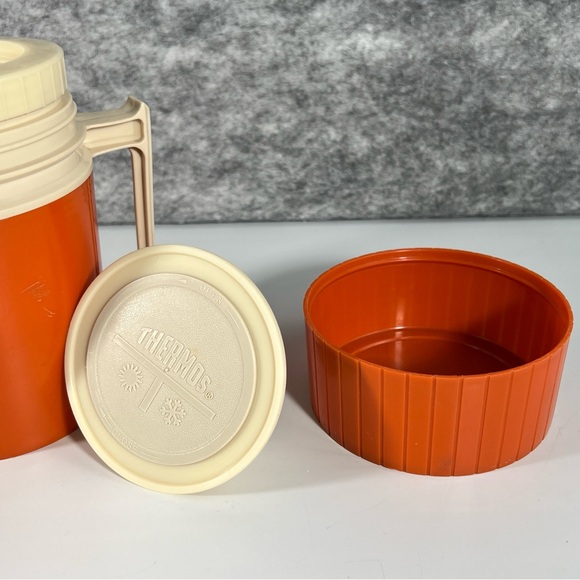 Thermos Brand ORANGE vaccuum bottle Retro Vintage Hipster Boho Camping Hiking - Picture 10 of 15